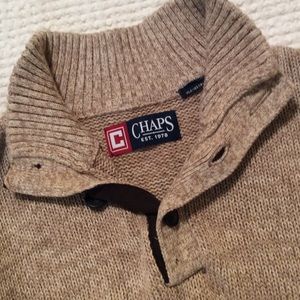 Chaps Brown Mock Neck Sweater w/Elbow Patches Sz L